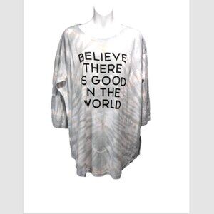 NWOT Torrid Believe There Is Good In The World Slub Tee 0 (Large) Grey Tie-Dye